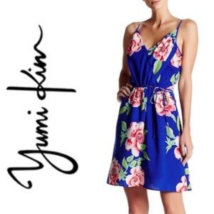 Yumi Kim Faux Wrap Floral Dress Blue & Pink